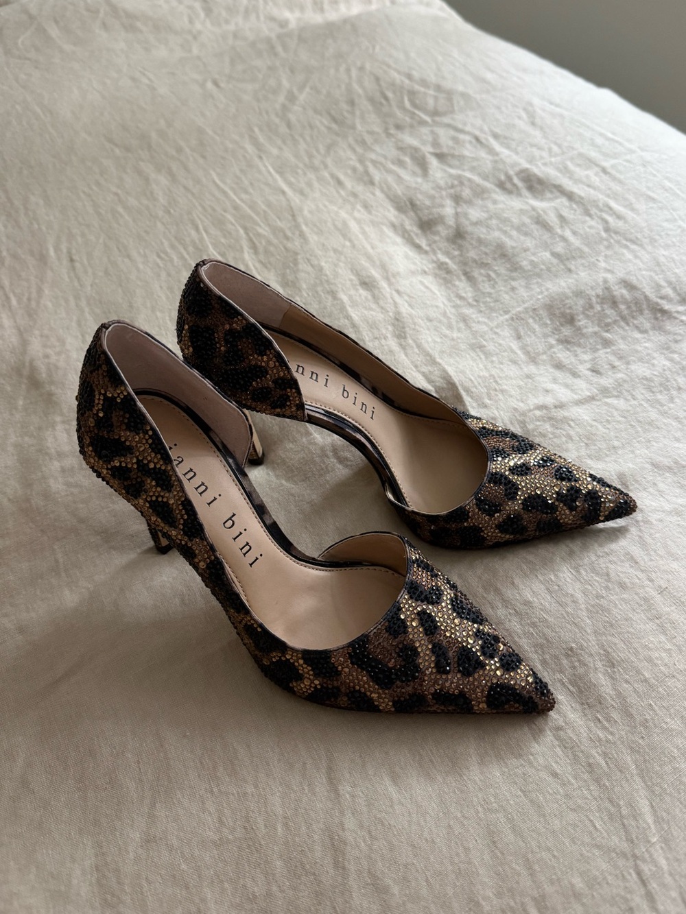 Gianni Bini Leopard-Print Pointed Pumps in Black and Brown